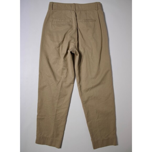 Everlane High Waist Pleated Taper Ankle Pants Trousers Khaki Beige Women Size 2 - Picture 2 of 12